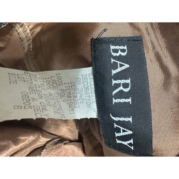 Bari Jay Black Bronze Lace Halter Neck Sheath Dress Size 8 Bow‎ Tie Back - Picture 7 of 8